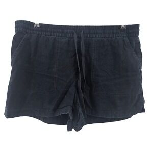 J.Crew Seaside Shorts Black Linen Lyocell Blend Elastic Drawstring Waist M